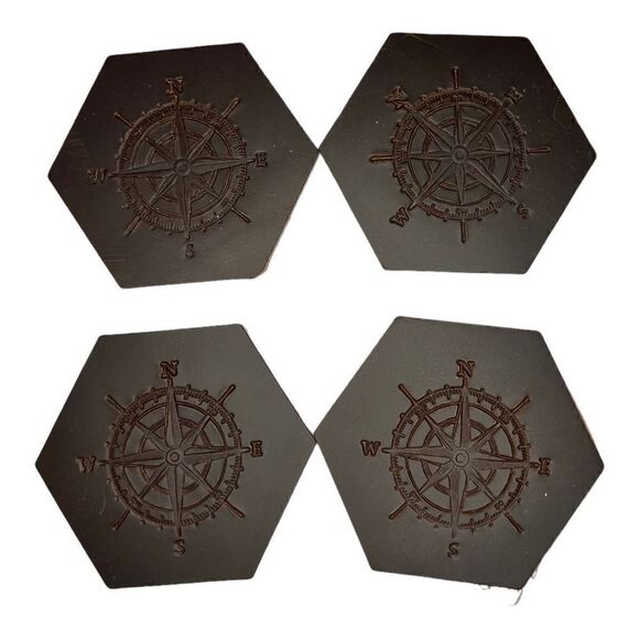 American Leather Co Coaster Set in dark Brown - Picture 1 of 5